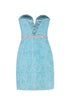 Belt Detailed Strapless Light Blue Mini Dress